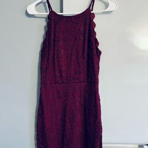 Burgundy midi length dress